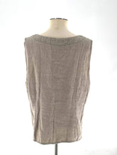 Womens Size Large Tank Tops By Flax Short Sleeve 100% Linen Top Beige V-Neck - TheRealThreads